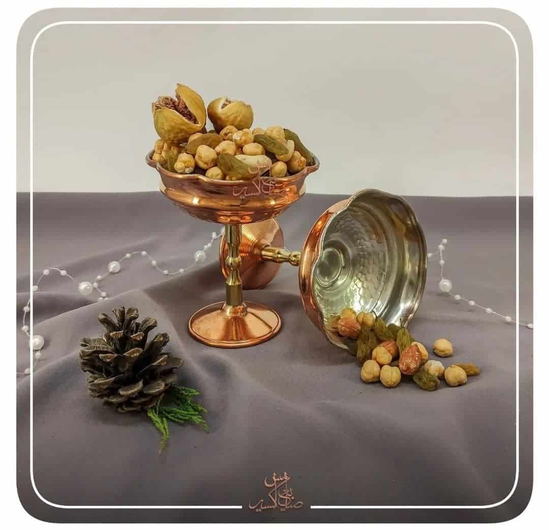 بستنی و آجیل خوری مسی زمرد پایه برنزی طرح1